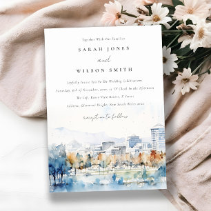 Minimal San Jose, California Watercolor Wedding Invitation