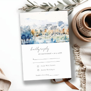 Minimal San Jose California Watercolor Wedding RSVP Card
