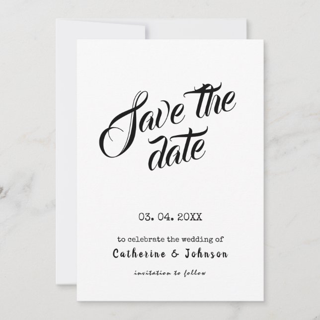 Minimal SAVE THE DATE  calligraphy text Invitation (Front)