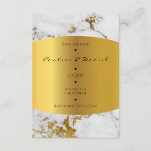 Minimal Save The Date Marble White Grey Gold