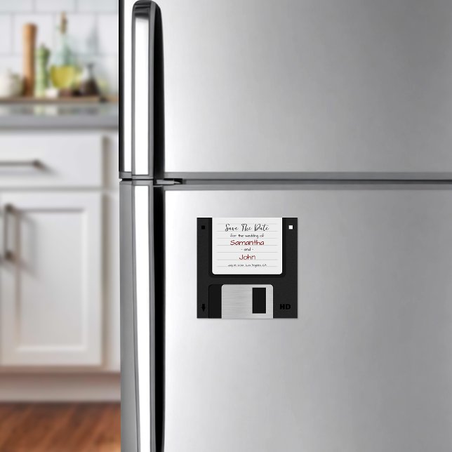Minimal Save The Date Retro Funny Wedding Magnetic Invitation (
Capture nostalgia with our cute retro floppy disk Save the Date, a unique tribute to timeless love.)