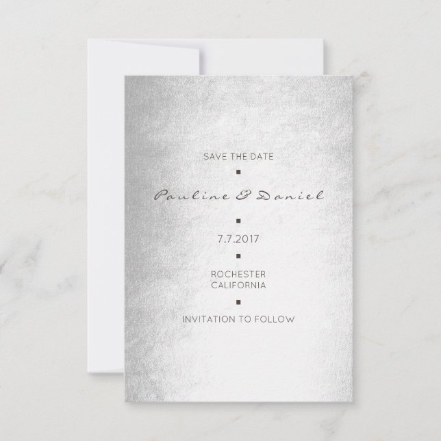 Minimal Save The Date Silver Grey Delicate (Front)