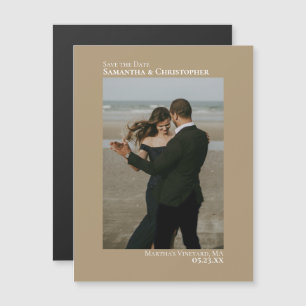 Minimal Save the Date Vertical Photo Tan Magnet