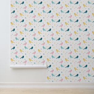 Minimal Scandi Bird Pattern Nursery Wallpaper