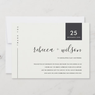 MINIMAL SCANDI BLACK AND WHITE TYPOGRAPHY WEDDING THANK YOU CARD
