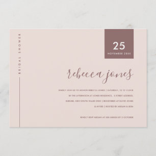 MINIMAL SCANDI BLUSH PINK TYPOGRAPHY BRIDAL SHOWER INVITATION