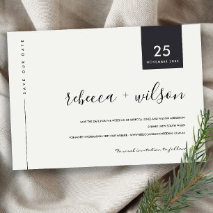 MINIMAL SCANDI MODREN BLACK AND WHITE TYPOGRAPHY SAVE THE DATE