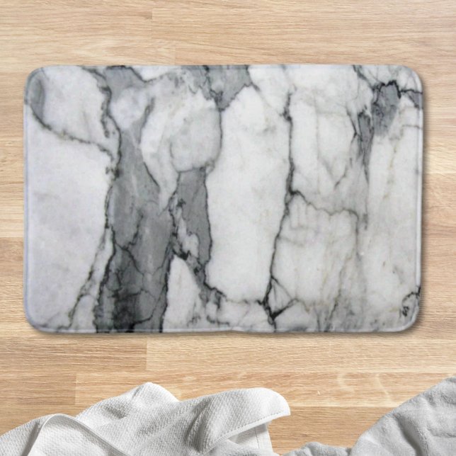 minimal scandinavian modern chic grey white marble bath mat (minimal scandinavian modern chic grey white marble bath mat)