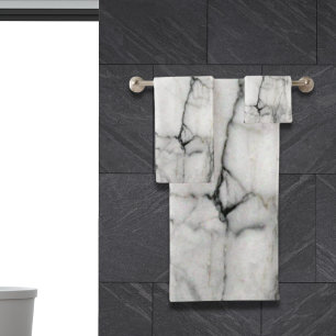minimal scandinavian modern chic grey white marble bath towel set