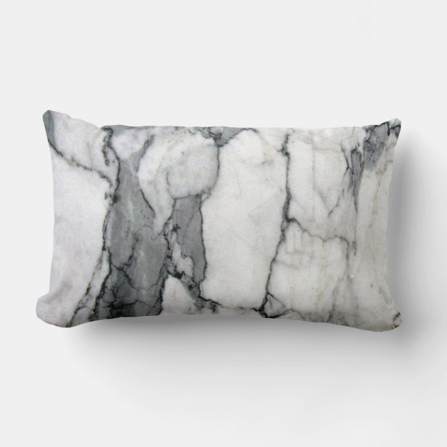 minimal scandinavian modern chic grey white marble lumbar cushion (Front)