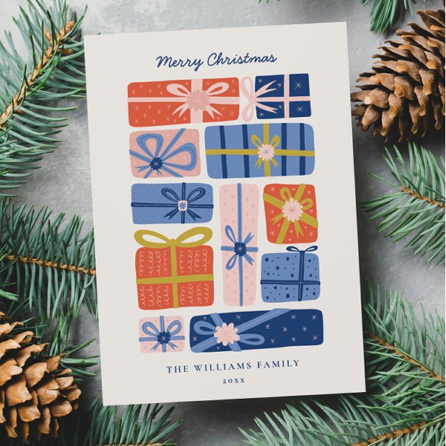 Minimal Scandinavian with Colourful Gifts Non-Phot Holiday Card (Creator Uploaded)