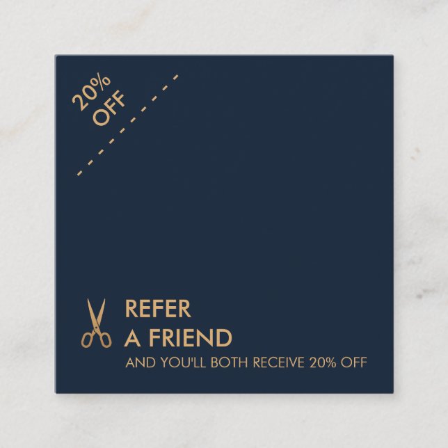 Minimal Scissors Hair Stylist Square Referral Card (Front)