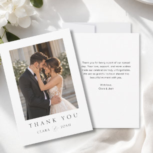 Minimal Script Ampersand 1 Photo Wedding Thank You Card