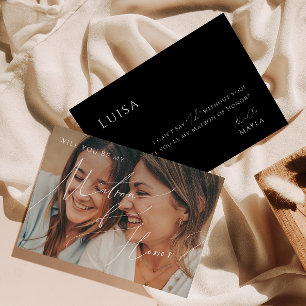 Minimal Script   Black Faded Photo Matron of Honou Invitation