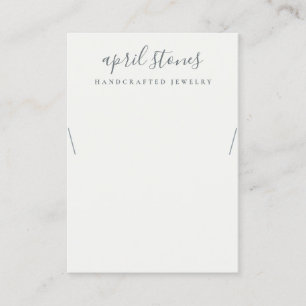 Minimal Script Black Grey White Necklace Display Business Card