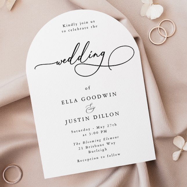 Minimal Script Black & White Wedding Invitation (Creator Uploaded)