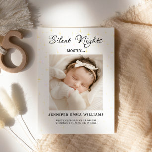 Minimal Script Blessed Flat Newborn Announcement