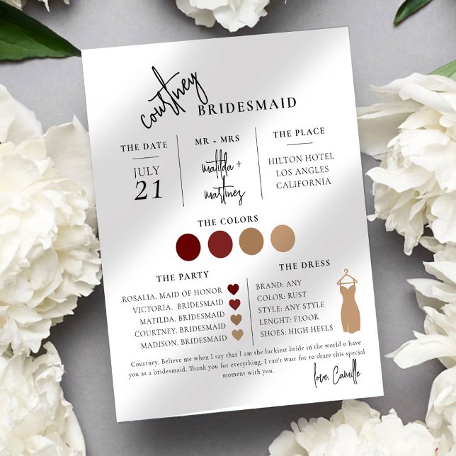 Minimal Script Bridesmaid info Template  (Creator Uploaded)