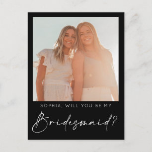 Minimal Script Bridesmaid Proposal Card with Photo