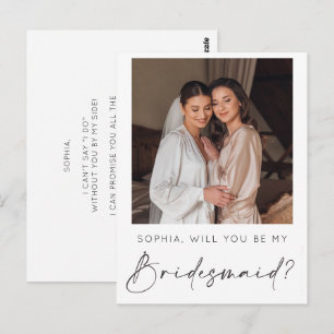 Minimal Script Bridesmaid Proposal Card with Photo