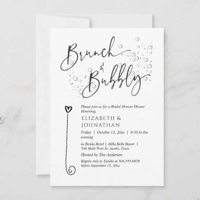 Minimal Script Brunch And Bubbly Invitation (Front)