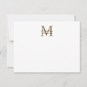 Minimal Script Calligraphy Gold Monogram White Card