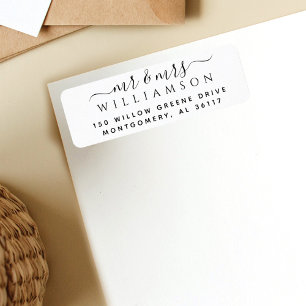 Minimal Script Calligraphy Mr & Mrs Couple’s Name Return Address Label