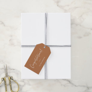 Minimal Script Custom Congratulations Terracotta Gift Tags