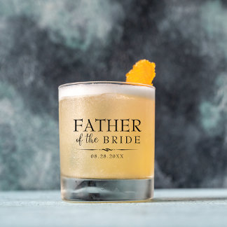 Minimal Script Custom Wedding Father Of The Bride Whiskey Glass