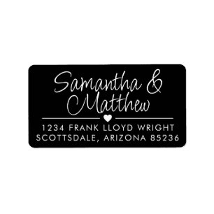 Minimal Script Cute Heart Wedding Return Address Label