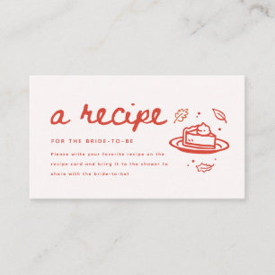 Minimal Script Fall Bridal Shower Recipe Request Enclosure Card