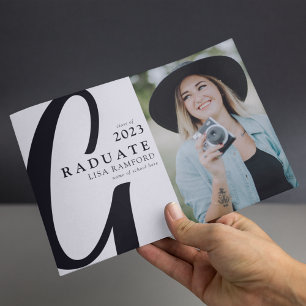Minimal Script Graduate Photo Graduation Announcement