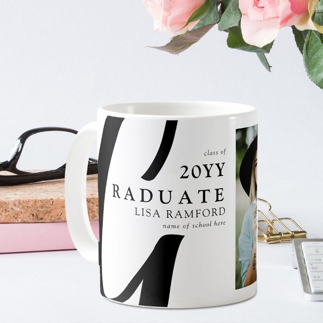 Minimal Script Graduate Photo Graduation Gift Coffee Mug (Creator Uploaded)