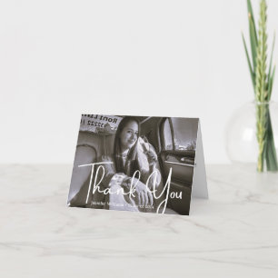 minimal script graduation 2024 stylish photo thank you card