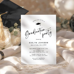 Minimal Script Graduation Party Invitation