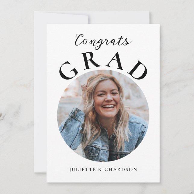 Minimal Script Graduation Photo Announcement (Front)