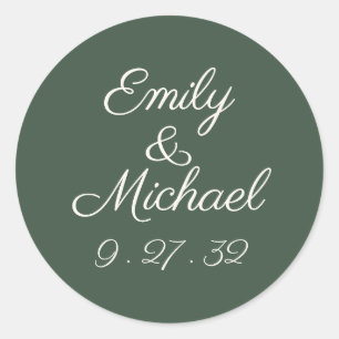 Minimal Script Highland Moss Green Names Sticker