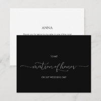Minimal Script Matron of Honour Thank You Card