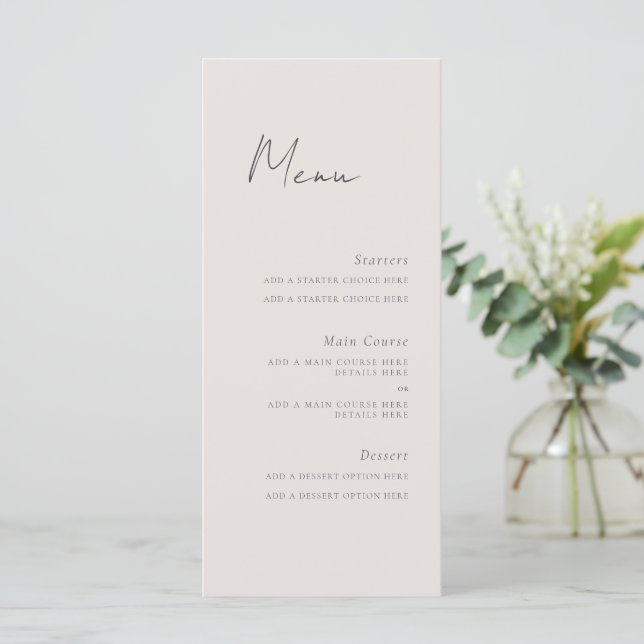Minimal Script Menu Card (Standing Front)