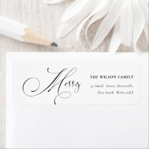 Minimal Script Merry Christmas Greeting Address Return Address Label