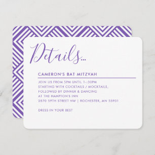 MINIMAL SCRIPT modern details Bat Mitzvah purple Invitation