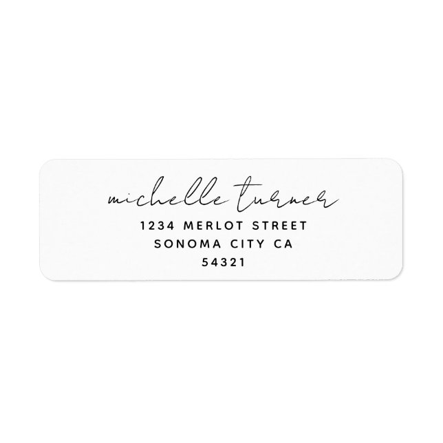Minimal Script Modern Return Address  Label (Front)