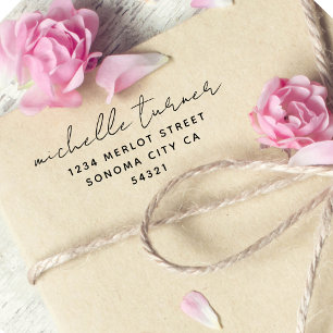 Minimal Script Modern Return Address Rubber Stamp