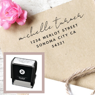 Minimal Script Modern Return Address Self-inking Stamp