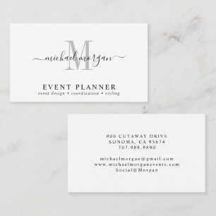 Minimal Script Monogram Event Planner Business Card