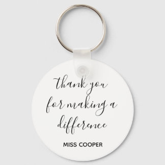 Minimal Script Monogram Teacher Thank You Key Ring