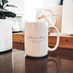 Minimal Script Mr and Mrs Couple Mug Gift<br><div class="desc">This mug makes the perfect gift for newlyweds. Personalise with names,  a special date,  colour preferences and more!</div>