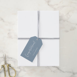 Minimal Script Personalised Congratulations Blue Gift Tags