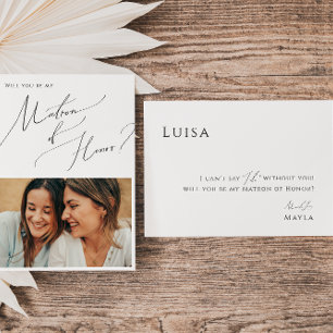 Minimal Script Photo Matron of Honour Proposal Car Invitation
