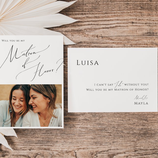 Minimal Script Photo Matron of Honour Proposal Car Invitation (Creator Uploaded)